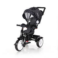 DREIRAD Neo 4 in 1 schwarz Krone EVA-Reifen, Schiebestange, Sitz drehbar, verstellbar - Schwarz, Metall (120/55/104cm) - Lorelli