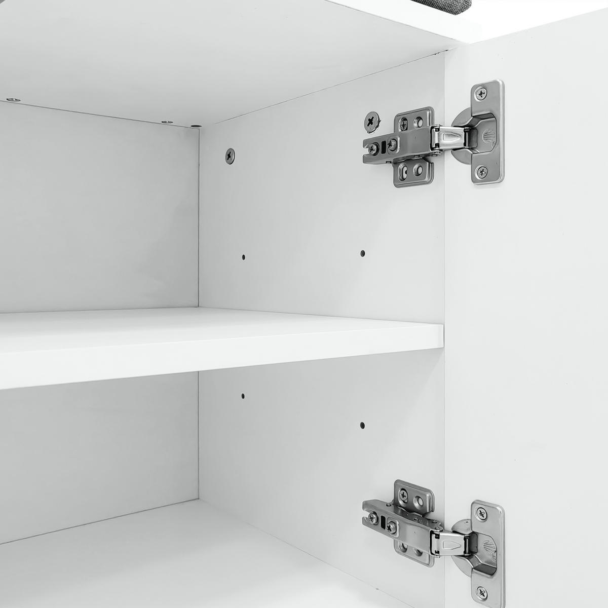 GARDEROBE mit Push-to-open System verstellbaren Regalen gedämpften Scharnieren - Goldfarben/Weiß, Holzwerkstoff/Metall (60.5/180.5/35.2cm) - EVRYAE