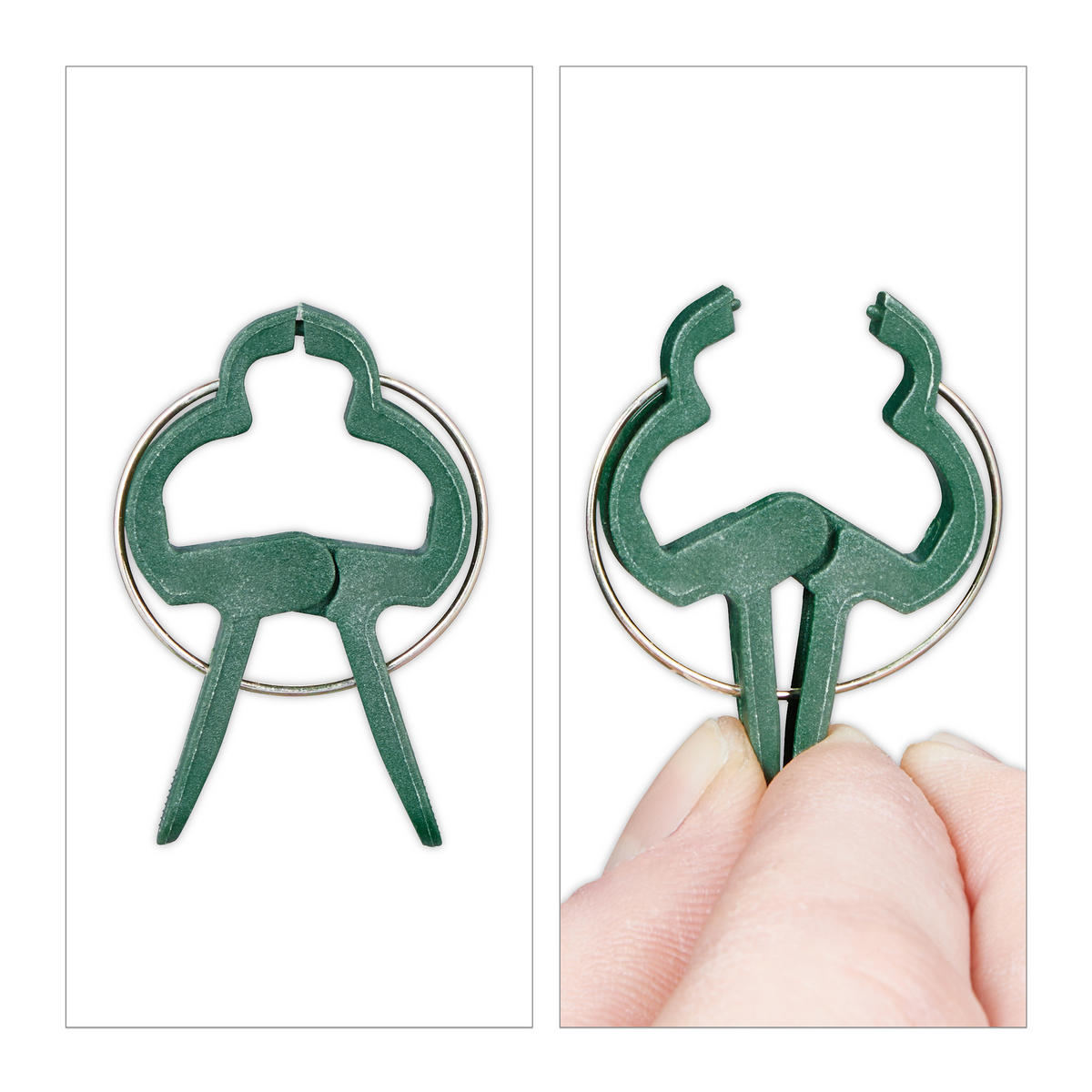 120xPFLANZENCLIPS - Dunkelgrün, Kunststoff/Metall (4.5/1/6cm) - Relaxdays