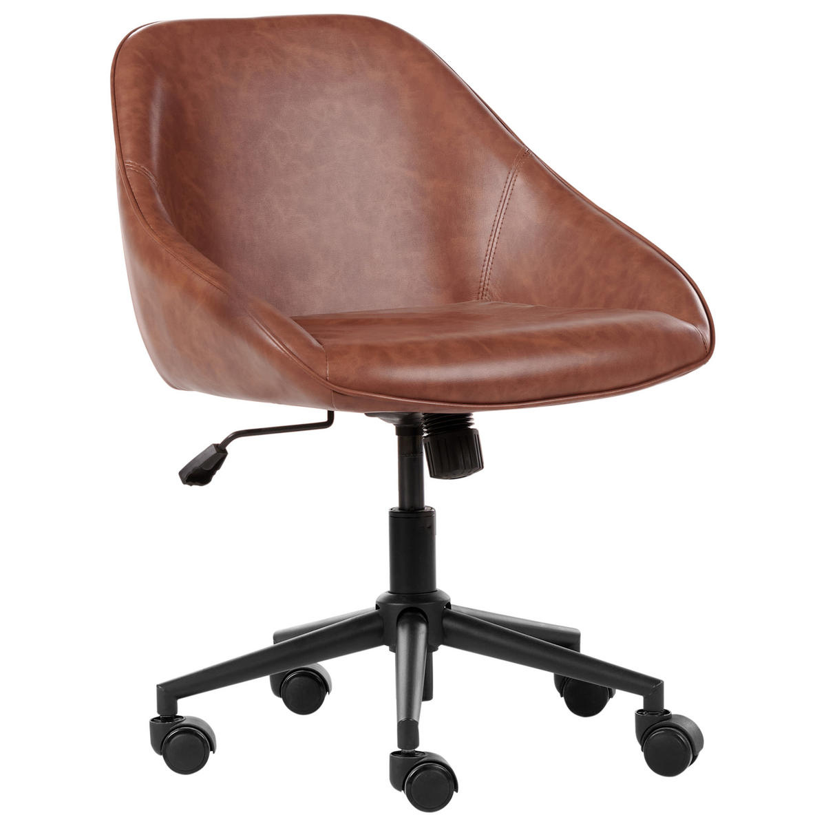 SCHREIBTISCHSTUHL Kunstleder Braun Bardsdale - Braun, Kunststoff (60/77/60cm) - Beliani