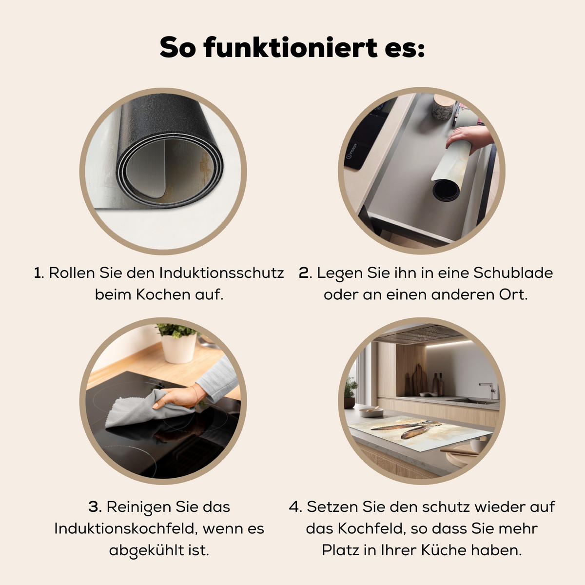 HERDABDECKPLATTE Hase - Ohren - Braun Induktionsschutz 91.2x52 cm - Beige, Kunststoff (91.2/52/0.2cm) - MuchoWow