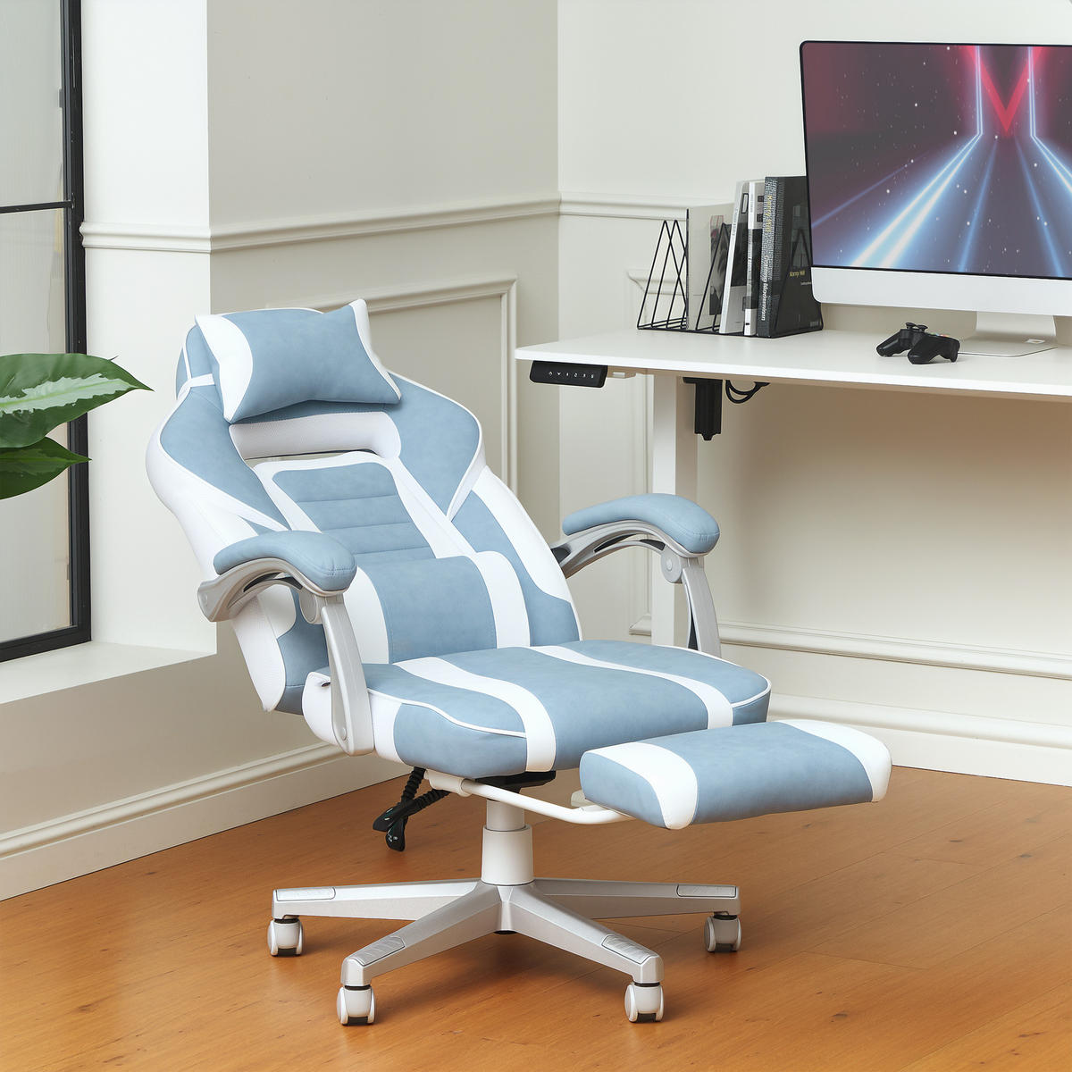 GAMING-STUHL Blau 63.0/63.0/123.0 cm - Blau, Kunststoff (63/123/63cm)