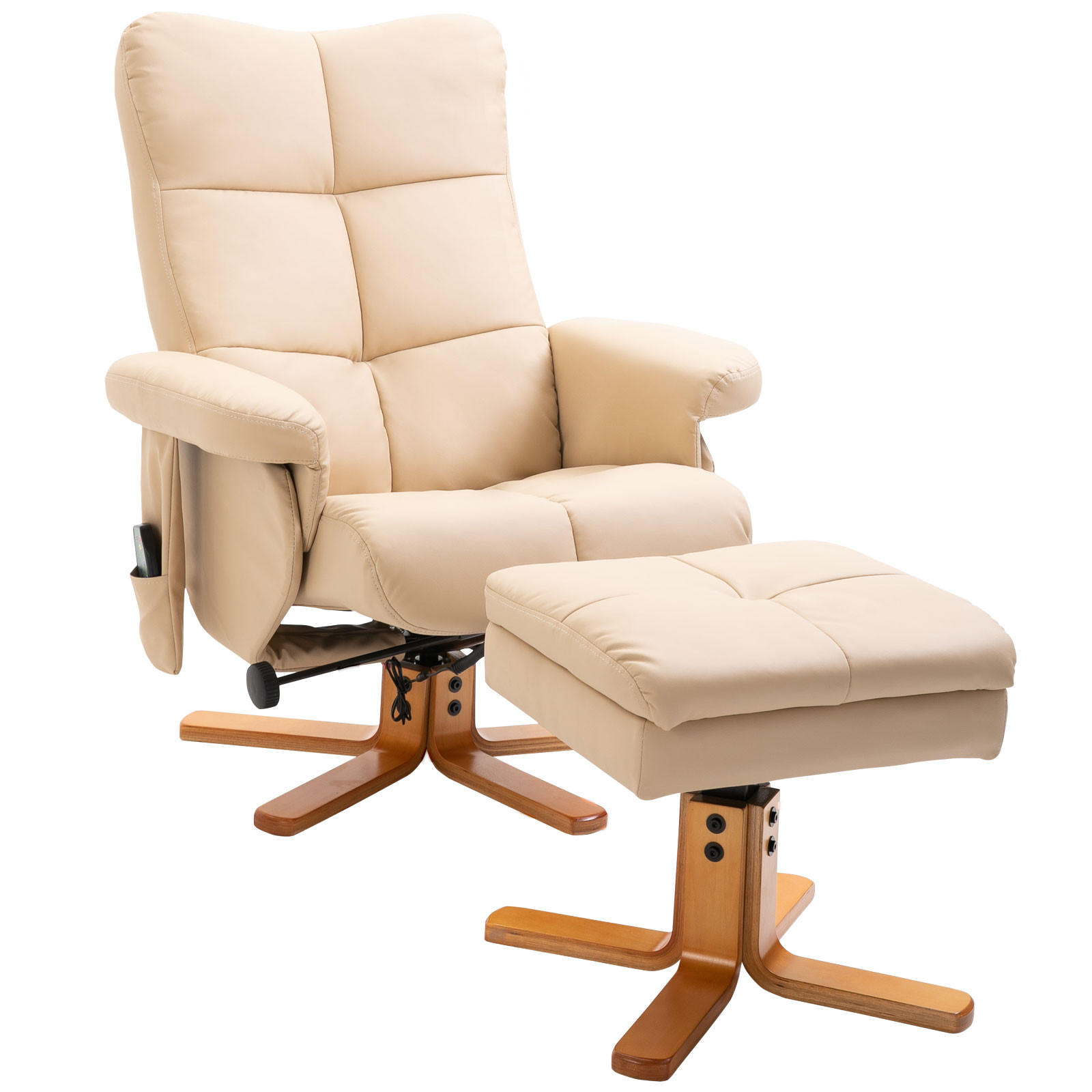 RELAXSESSEL, Massagesessel, Cremeweiß - Creme/Weiß, Leder/Kunststoff (86/99/80cm) - HOMCOM