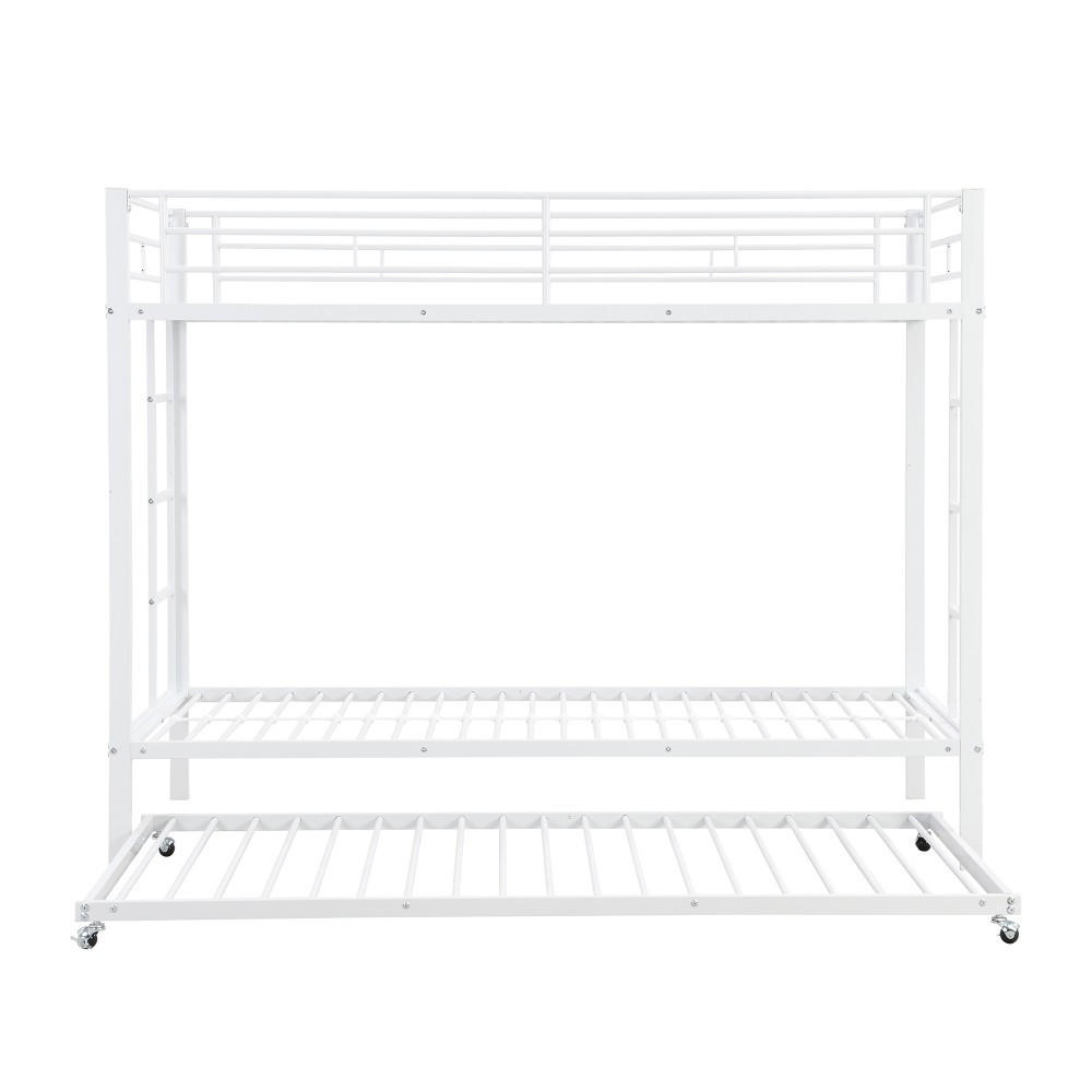 ETAGENBETT 90x200cm mit Ausziehbett in Weiß - Weiß, Metall (90/200cm) - KOMHTOM