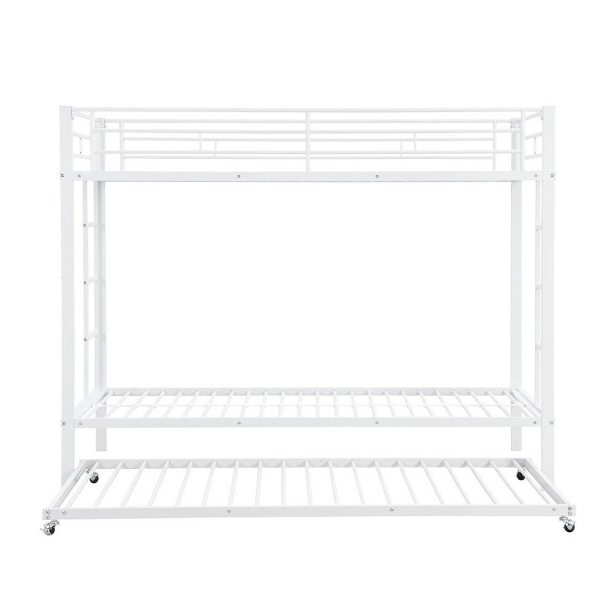 ETAGENBETT 90x200cm mit Ausziehbett in Weiß - Weiß, Metall (90/200cm) - KOMHTOM