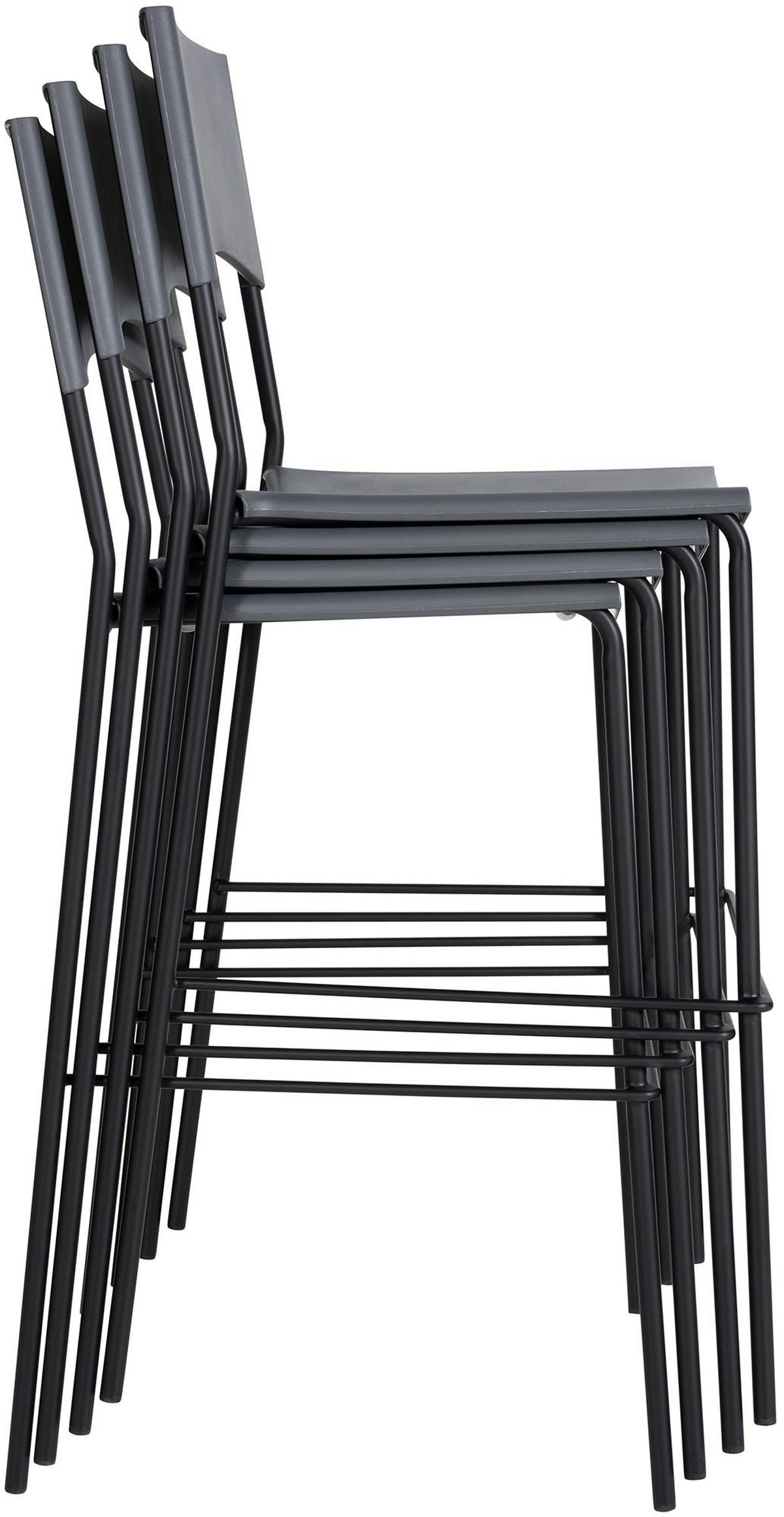 BARHOCKER Kunststoff grau - Schwarz/Grau, Kunststoff/Metall (43/114/41cm) - CLP