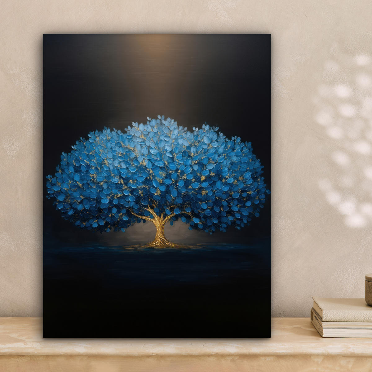 LEINWANDBILD Baum - Blau - Blätter - Pinselstriche Room Decor 30x40 cm - Blau, Textil (30/40cm) - MuchoWow
