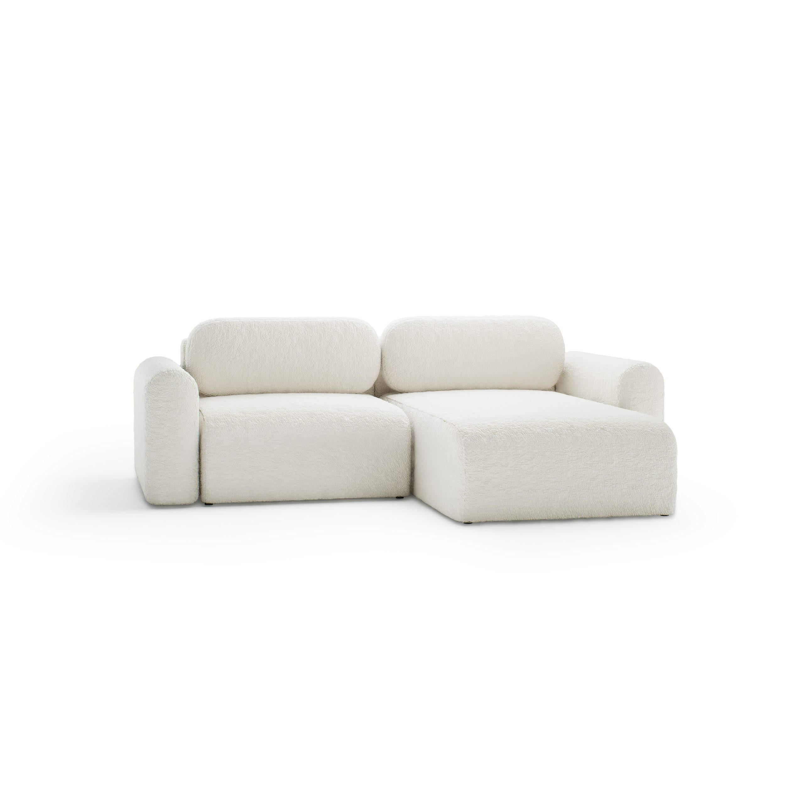 ECKSOFA mit Schlaffunktion Thekla Mini, Creme - Creme, Textil (246/100cm) - Fedve