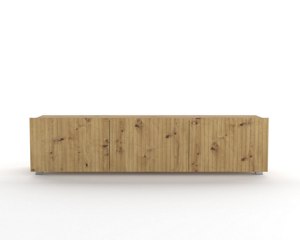 TV-LOWBOARD Kolder 150 cm Artisan Eiche mit geriffelten Fronten - Silberfarben/Eiche Artisan, Holzwerkstoff/Kunststoff (150/38/43cm) - Ravio