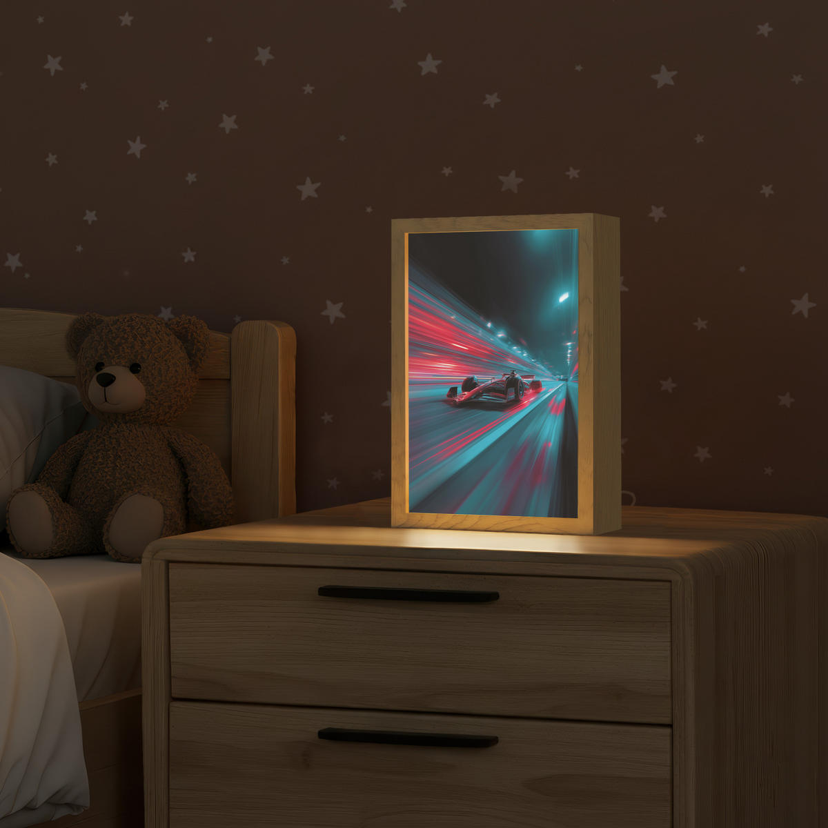 NACHTTISCHLAMPE Rennwagen - Rot - Geschwindigkeit 20x30 cm - Türkis, Holzwerkstoff (8/20/30cm)