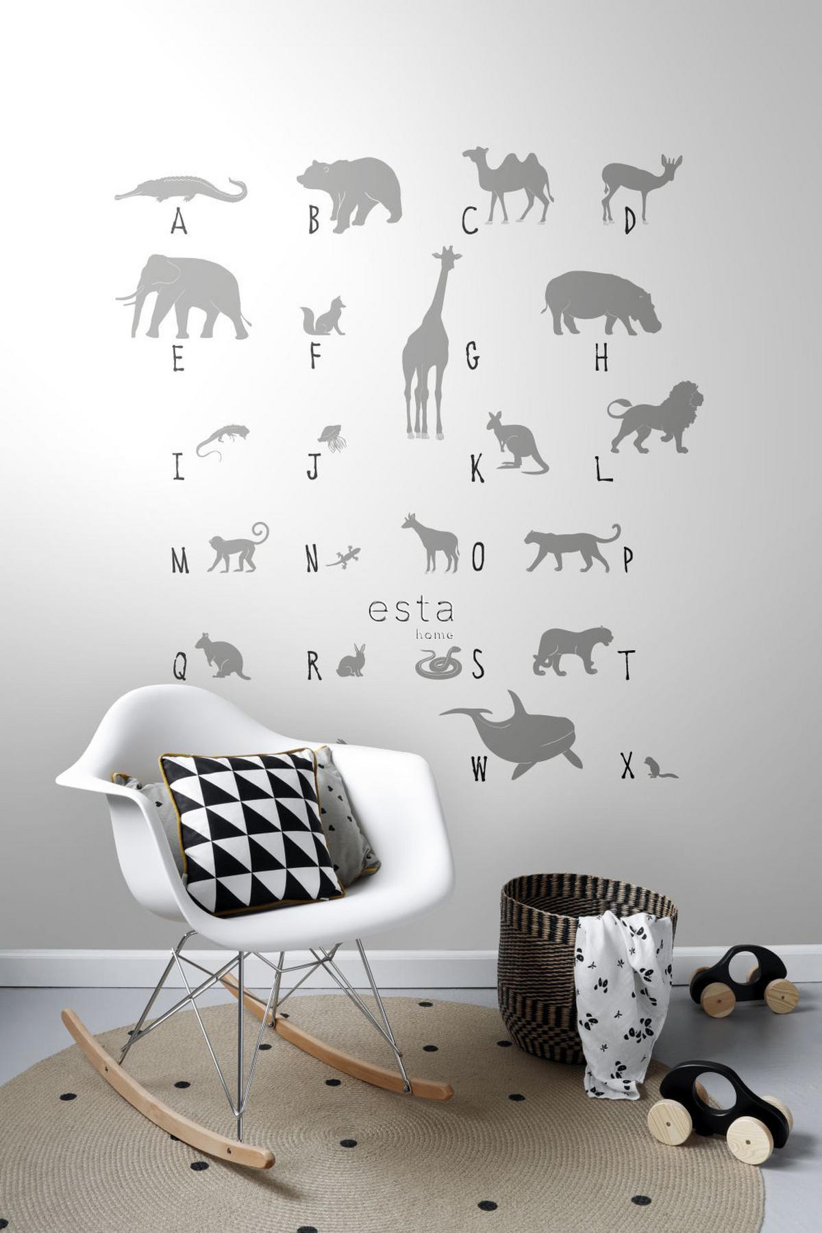 FOTOTAPETE Tier-ABC 150 x 279 cm - Grau, Papier (150/279cm) - ESTAhome