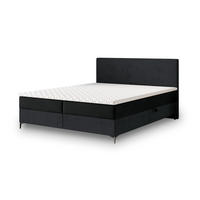 BOXBETT TORREL 180x200 cm mit Matratze und Topper - Schwarz - Schwarz, Holz (180/200cm) - MASSENO