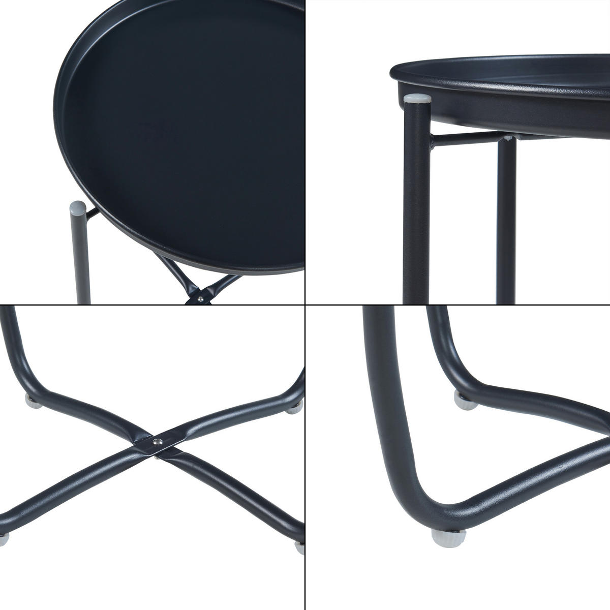 TABLETTTISCH Sandefjord - Schwarz, Metall (40/40/53cm) - [en.casa]