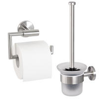 BADEZIMMER-ZUBEHÖR-SET PIAZZA 2tlg., Edelstahl, matt - Silberfarben, Metall (14.5/35/11.5cm) - bremermann