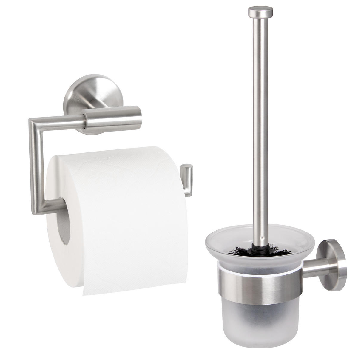 BADEZIMMER-ZUBEHÖR-SET PIAZZA 2tlg., Edelstahl, matt - Silberfarben, Metall (14.5/35/11.5cm) - bremermann