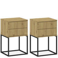 NACHTTISCH RECTUS 2-er Set - Eichefarben/Schwarz, Holzwerkstoff (40/65/39cm) - KONSIMO®