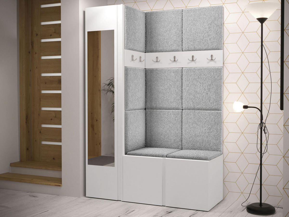 GARDEROBEN-SET Orion X - Hellgrau/Weiß, Holzwerkstoff/Kunststoff (124/186/46cm) - MIRJAN24