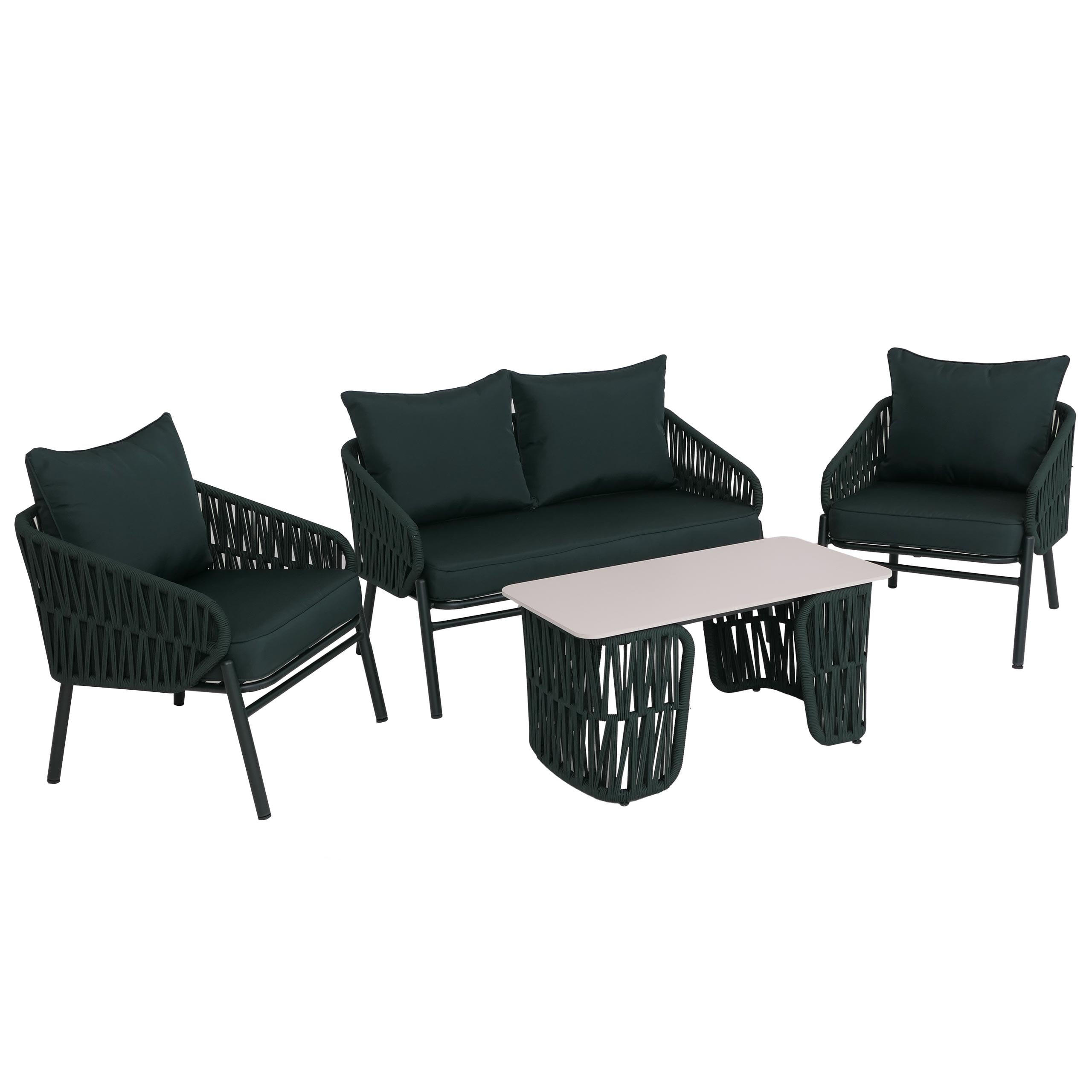 GARTENGARNITUR Lounge-Set Grün - Grün, Metall - PROREGAL