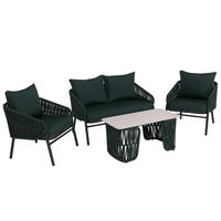 GARTENGARNITUR Lounge-Set Grün - Grün, Metall - PROREGAL