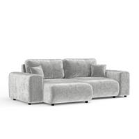ECKSOFA Zanzibar Hellgrau Chenille - Hellgrau/Schwarz, Holz/Holzwerkstoff (237/144cm) - Maison de Reve