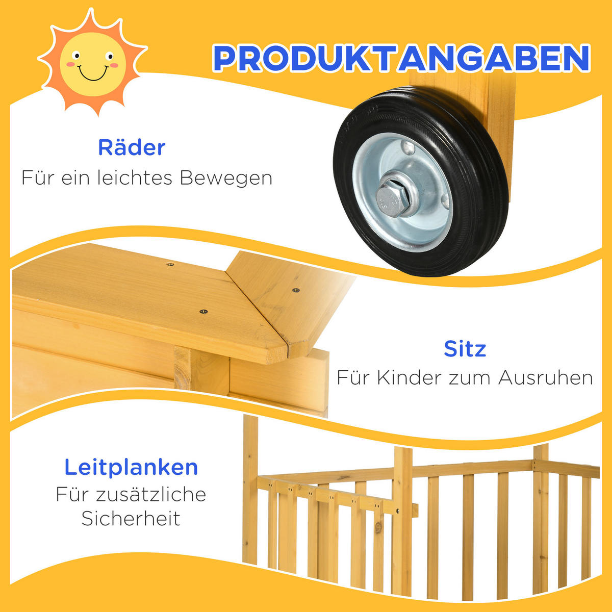 SANDKASTEN, Naturholz, Tanne - Naturfarben, Holz (133/129/137.5cm) - Outsunny