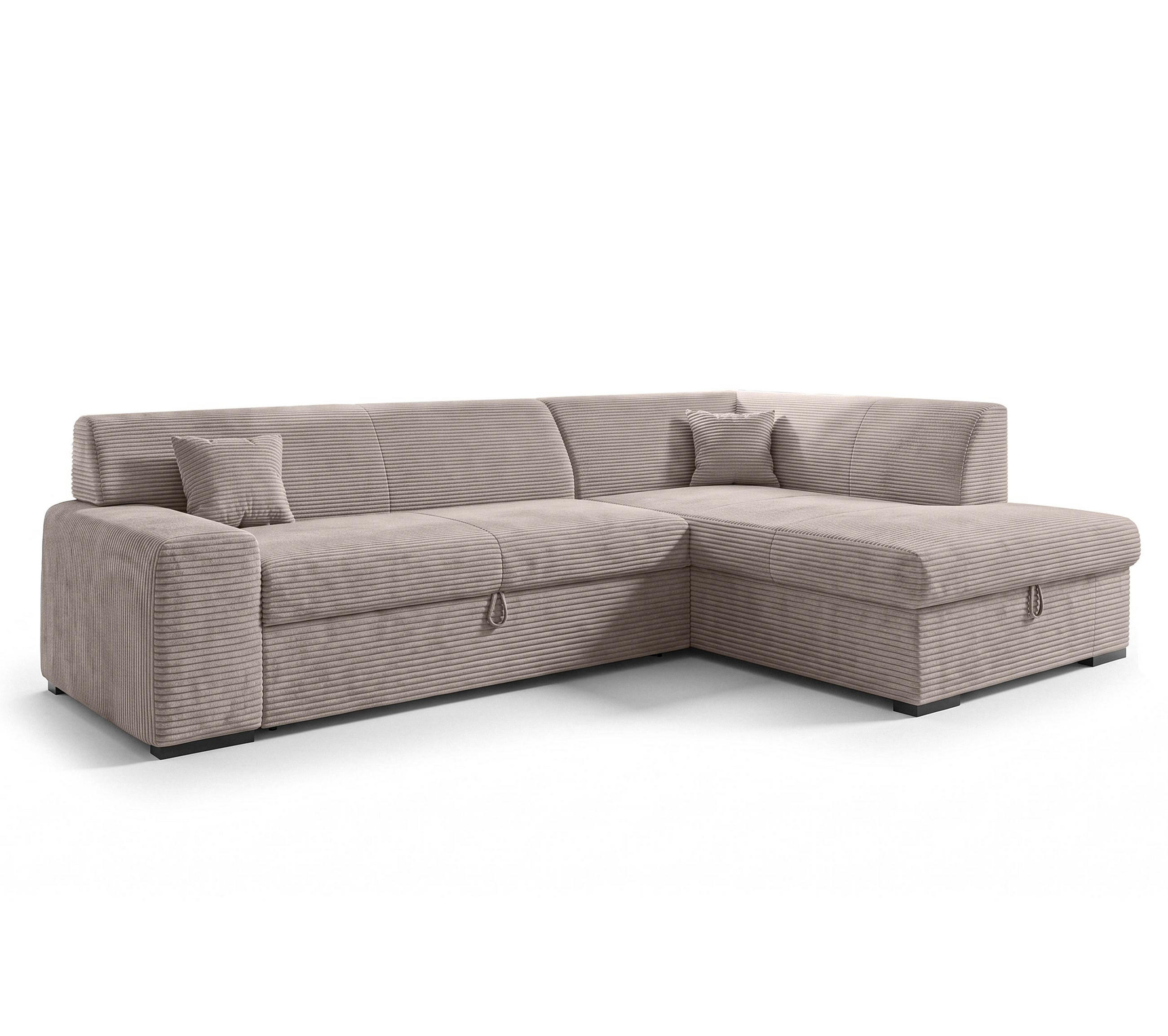 ECKSOFA L Form Lucera Beige 260/175/71 cm Rechts mit Schlaffunktion - Beige/Schwarz, Kunststoff/Textil (175/260cm) - AX Living