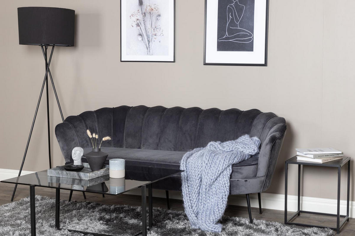 3-SITZER-SOFA Velours grau - Grau, Textil (181/79/78cm) - ebuy24