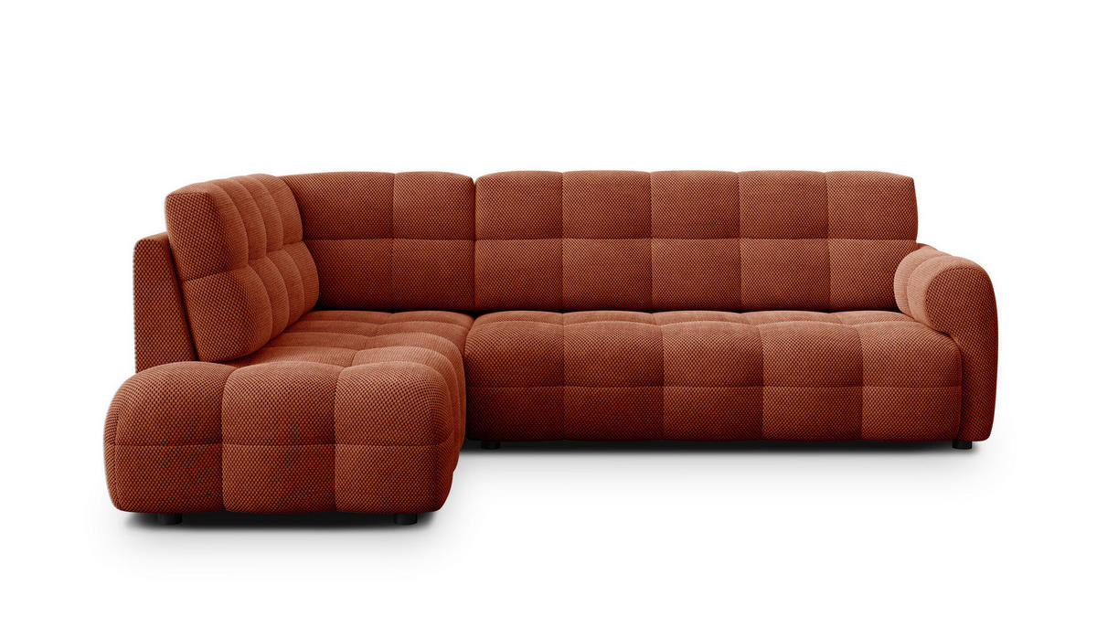 ECKSOFA MELLOW 5-Sitzer, dunkelorange - Dunkelorange/Schwarz, Holz/Textil (283/191cm) - Courtois Laville