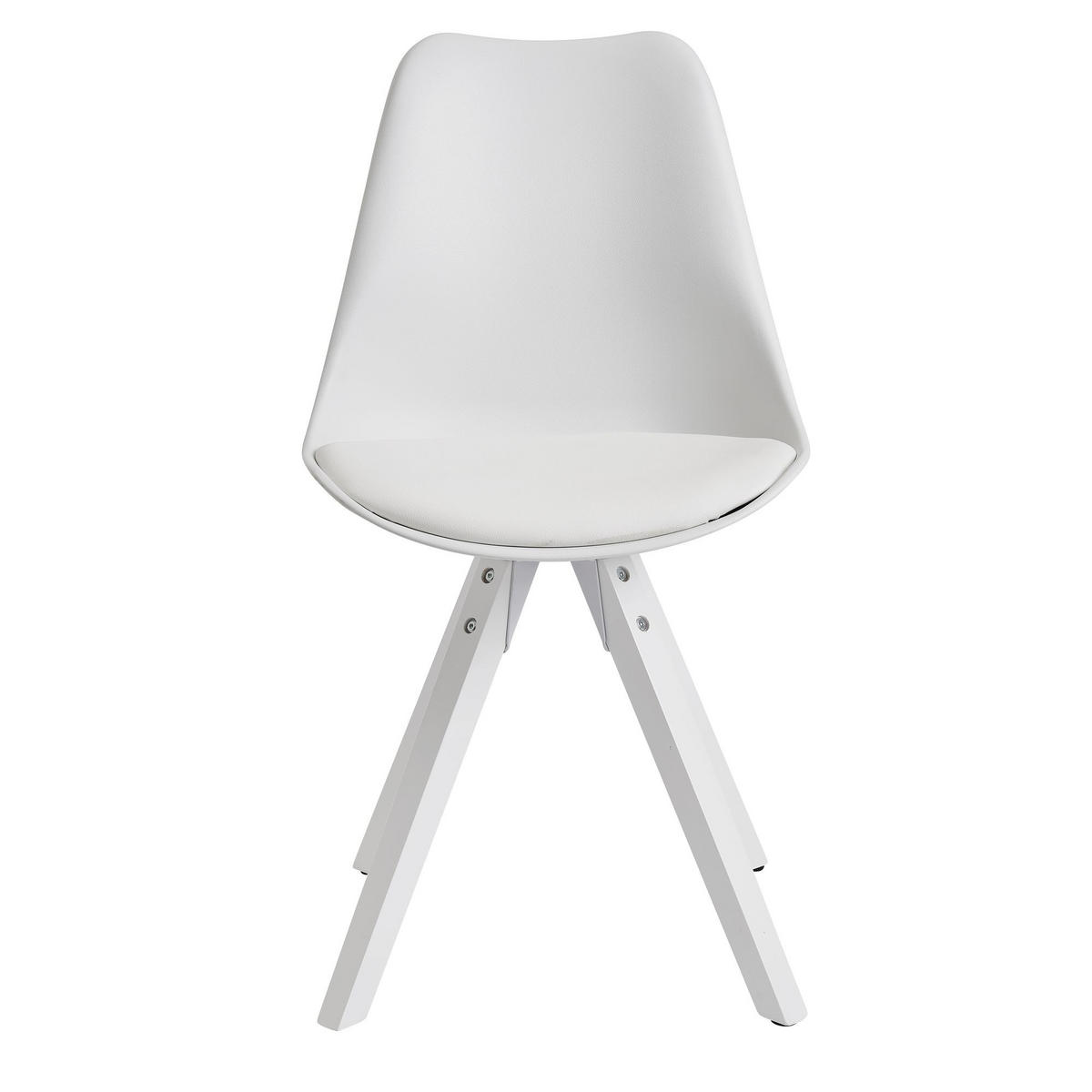 ESSZIMMERSTUHL 2er Set Kunstlederbezug mit Holzgestell Modern gepolstert, Weiß 52x49x87 cm - Weiß, Holz/Kunststoff (52/87/49cm) - KADIMA DESIGN