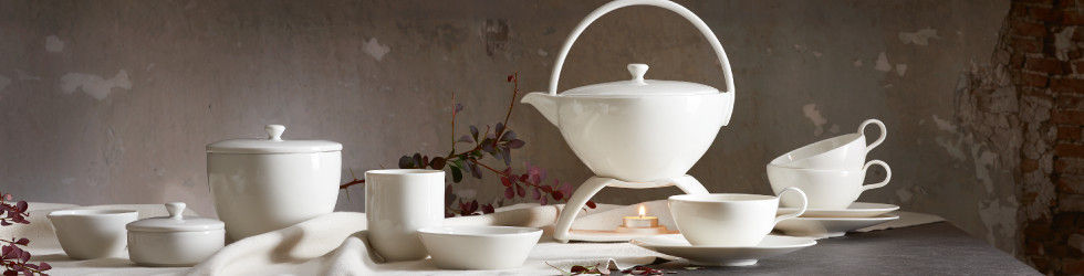 Tea-Time Tee Teegeschirr Weiß Porzelan