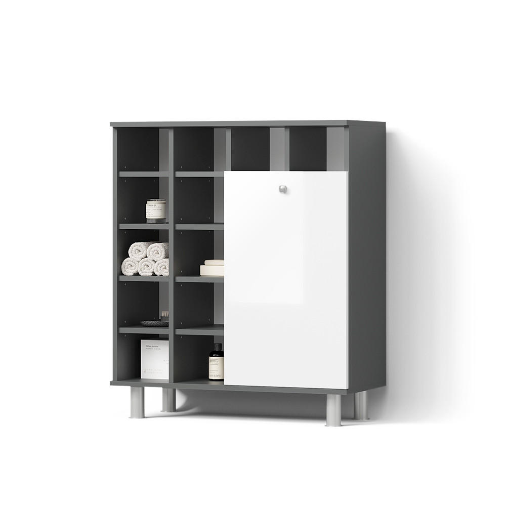 BADSCHRANK Fucino Weiß Hochglanz 78.4 x 91.6 cm - Weiß Hochglanz, Holzwerkstoff (78.4/91.6/34cm) - Livinity®