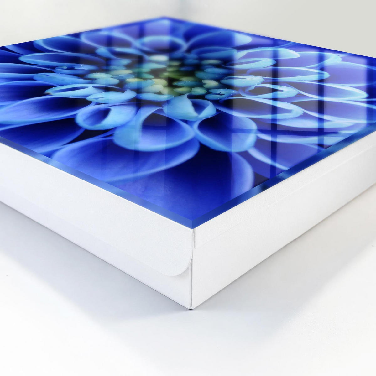 SCHLÜSSELBOX Weiß 30x30 cm – Türöffnung nach rechts - Blaue Blume - Blau, Metall (30/30/5cm) - TULUP