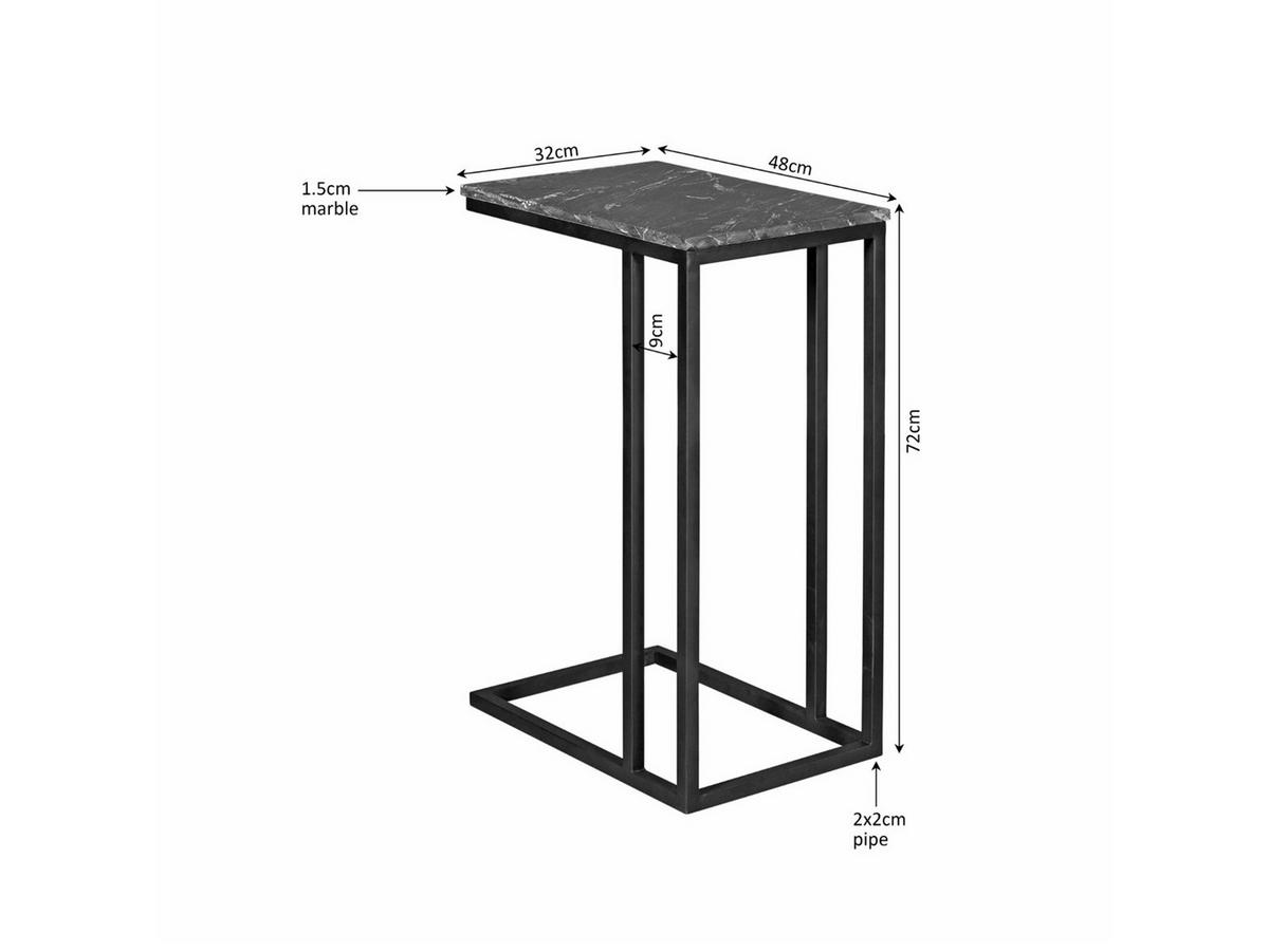 BEISTELLTISCH Marble Marmor 32 cm / 48 cm Schwarz - Schwarz, Holz (48/32/72cm) - Villa Möbel