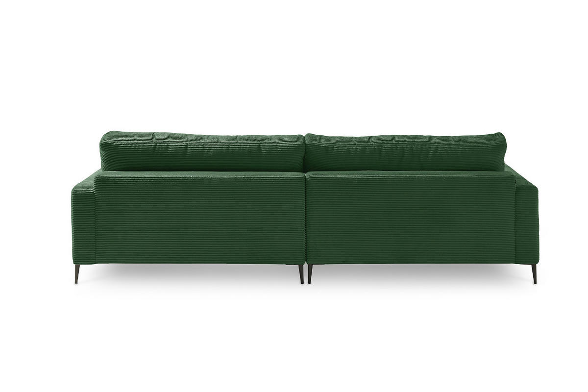 ECKSOFA CARA Smaragdgrün Cord - Smaragdgrün/Dunkelgrün, Textil/Metall (272/190cm) - KAWOLA