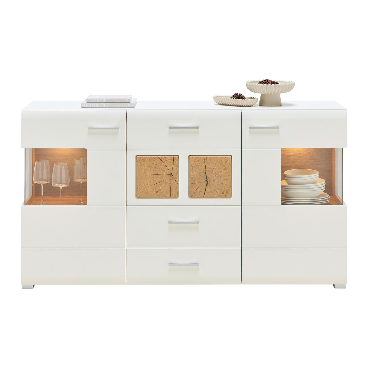 SIDEBOARD Fun Plus Weiß/Eichefarben - Weiß, Holzwerkstoff (170/94/42cm) - Mömax