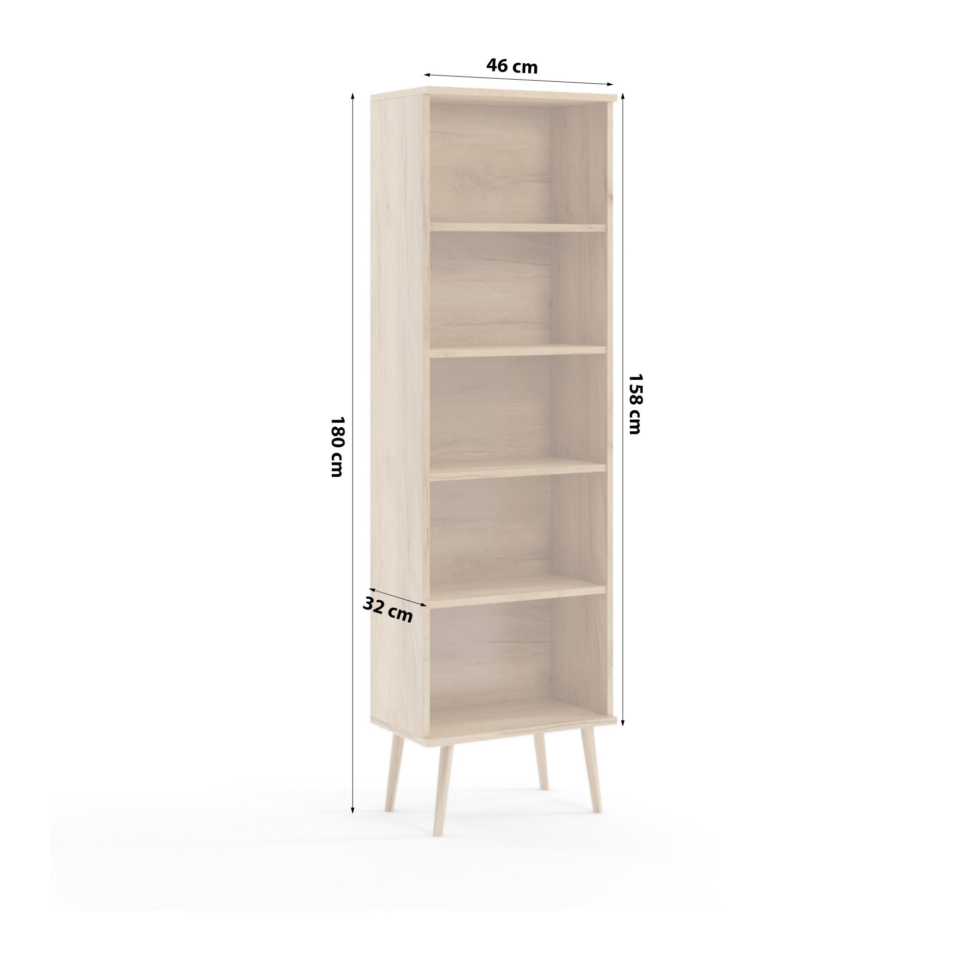 STANDREGAL Bücherregal Monilea EICHENFARBE - Sonoma Eiche, Holzwerkstoff (46/180/32cm) - Fedve