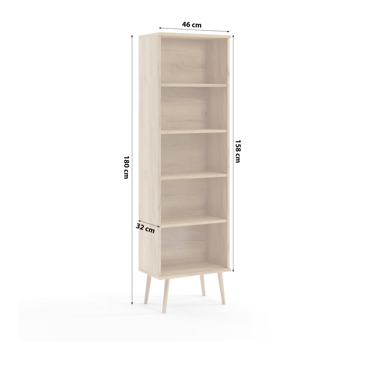 STANDREGAL Bücherregal Monilea EICHENFARBE - Sonoma Eiche, Holzwerkstoff (46/180/32cm) - Fedve