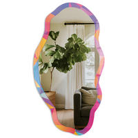 SPIEGEL 90x45 cm asymmetrisch mit Druck - Farbenfrohes Mosaik - Transparent, Glas (45/90/0.4cm) - TULUP