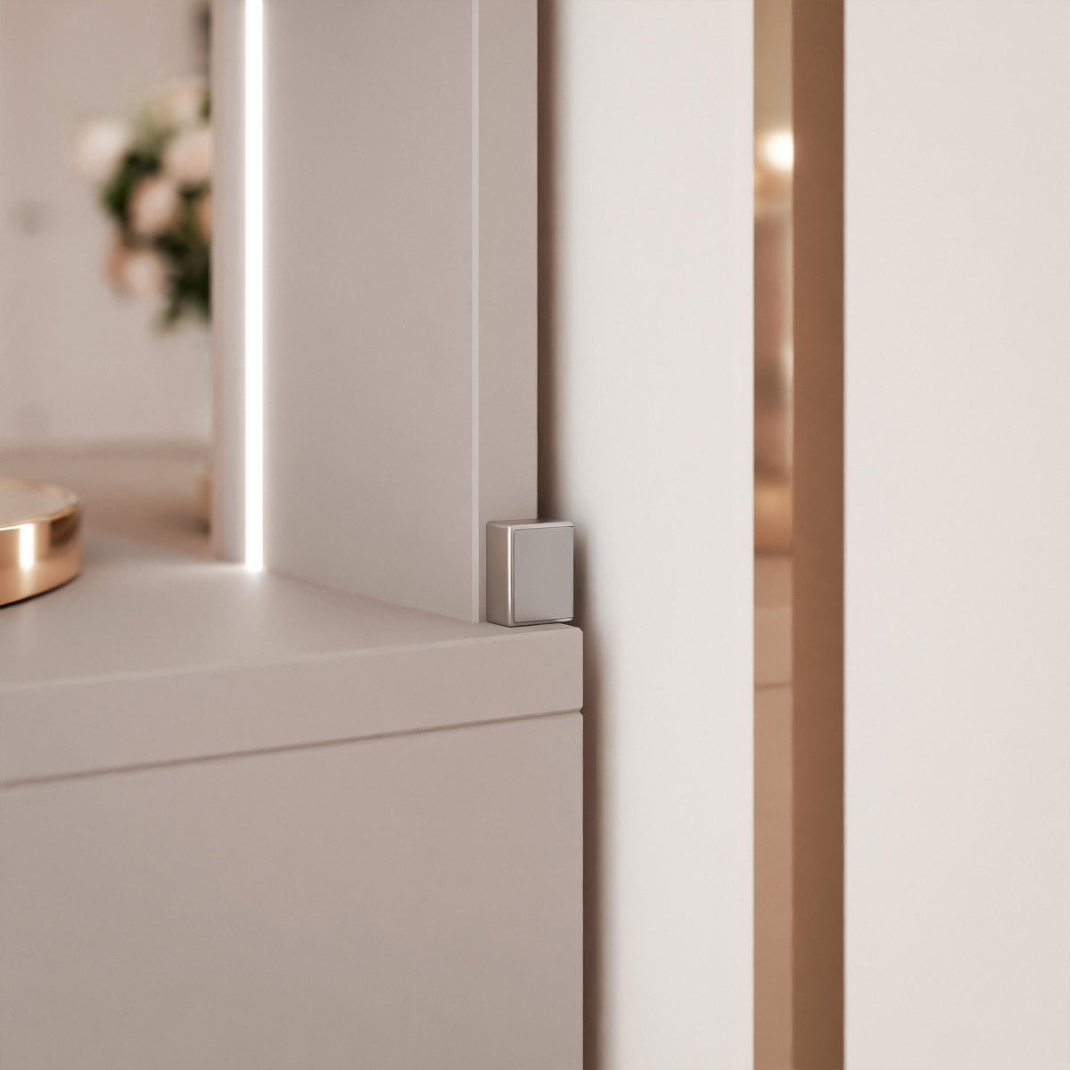SCHMINKTISCH ELENA mit Spiegel & LED-Beleuchtung, Kaschmir - Kaschmir, Holzwerkstoff (80/136/40cm) - Idohome
