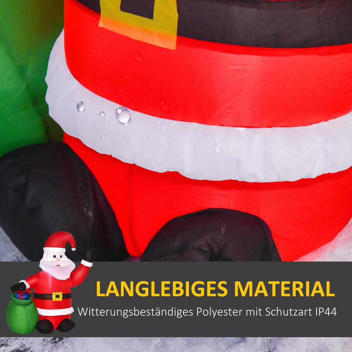 HOMCOM Aufblasbar Weihnachtsmann Schneemann Weihnachtsdeko LED Beleuchtet - Rot, Kunststoff (45/120/70cm) - HOMCOM