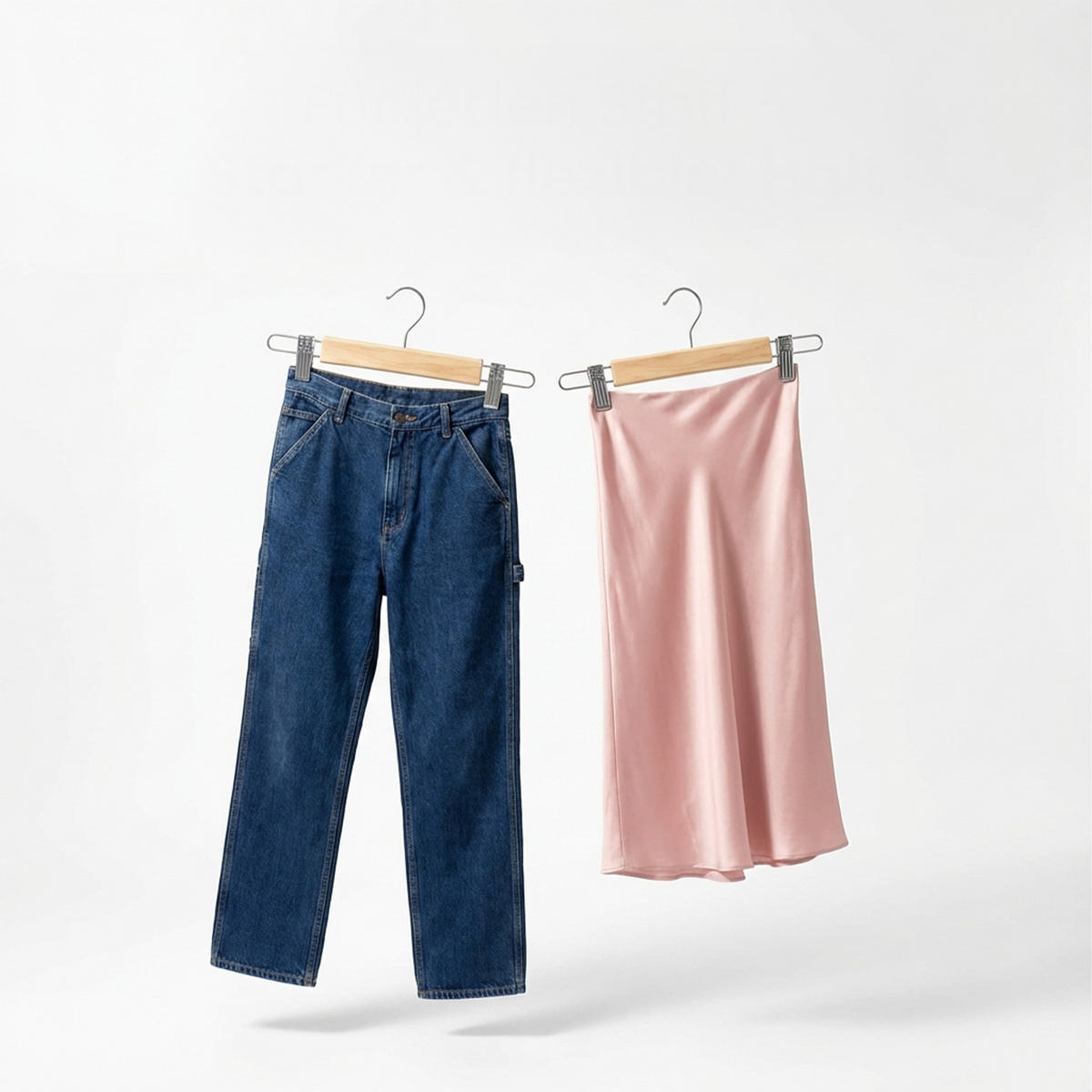 VĚŠÁK kalhoty - světle hnědá, kov/dřevo (36/12/1.2cm) - Relaxdays