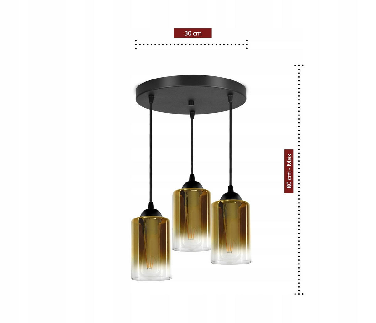 PENDELLEUCHTE GRAF - Transparent/Goldfarben, Glas/Metall (35/35/80cm) - kiki design