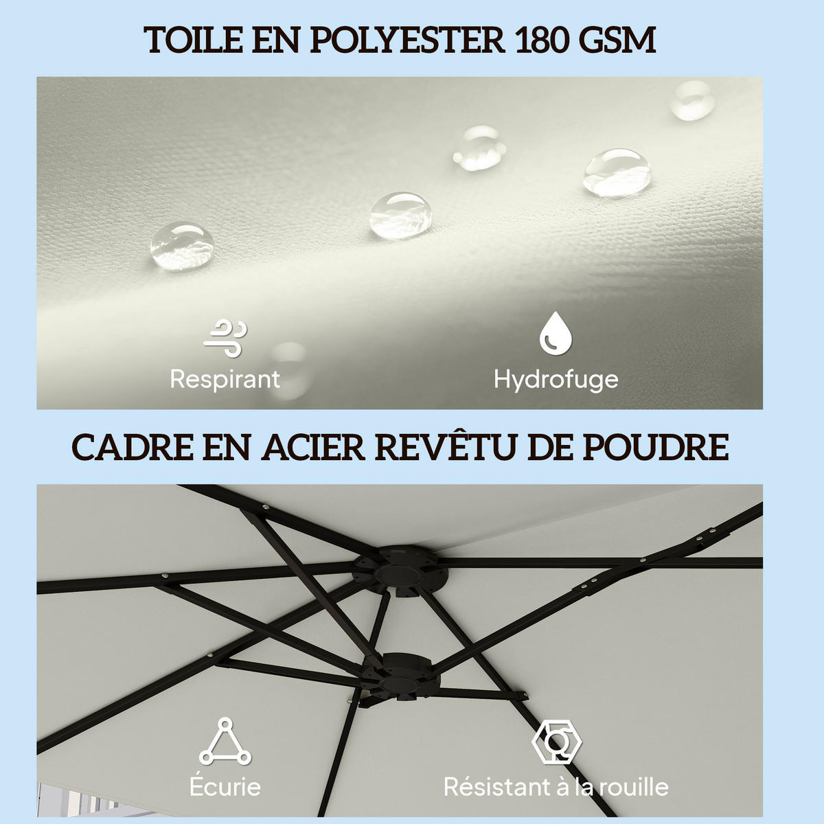 DOPPELSONNENSCHIRM Creme 4,6 m - Creme, Metall (459/266cm) - PANGIVO