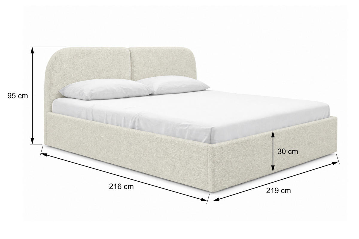 POLSTERBETT Sogno Beige 200x200 cm, mit Bettkasten und weichem Kopfteil, Bouclé - Beige, Holzwerkstoff/Textil (200/200cm) - Bettso