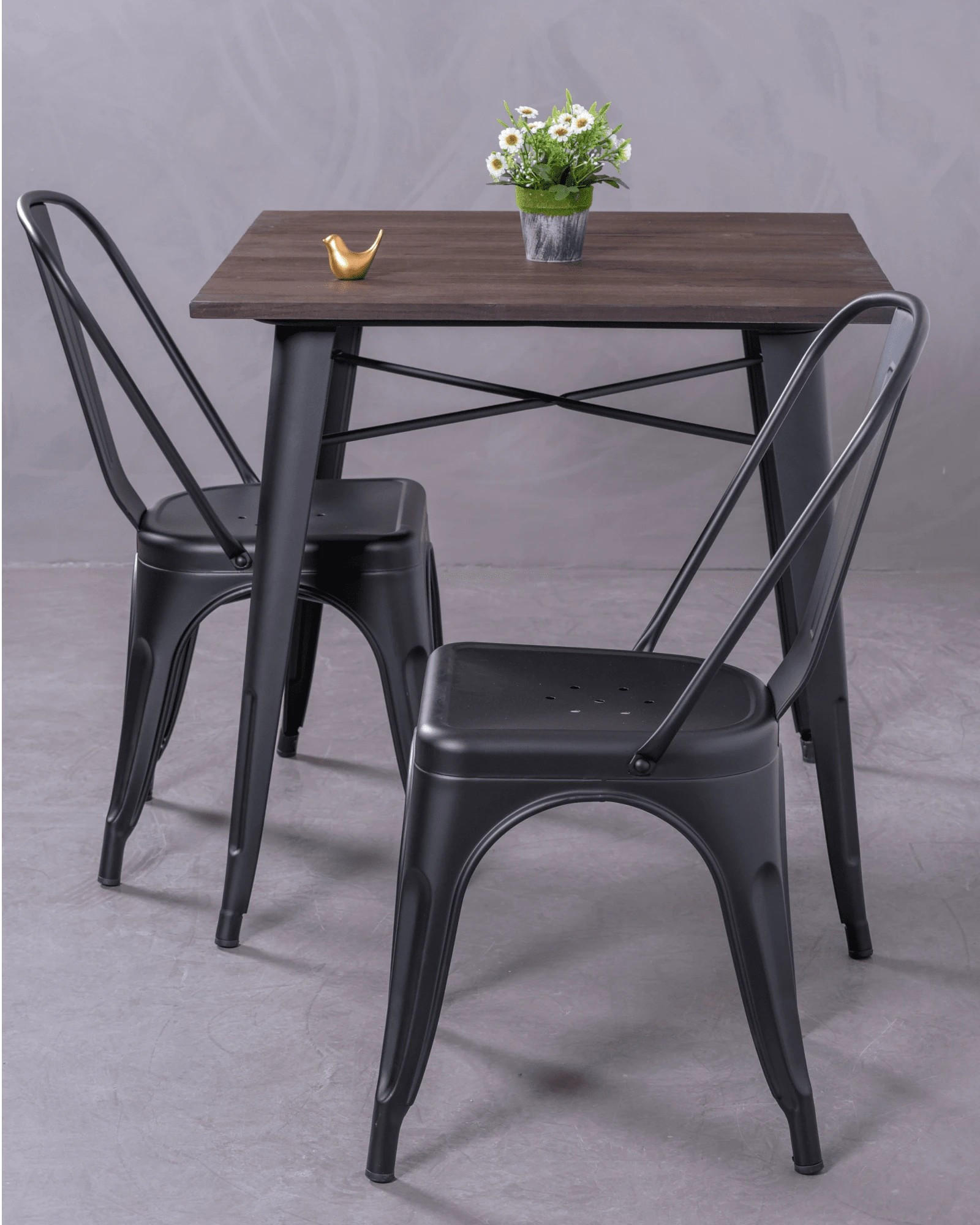 STÜHL-SET 4 Stück Metall Schwarz - Schwarz, Metall (44/85/55cm) - Nest Dream
