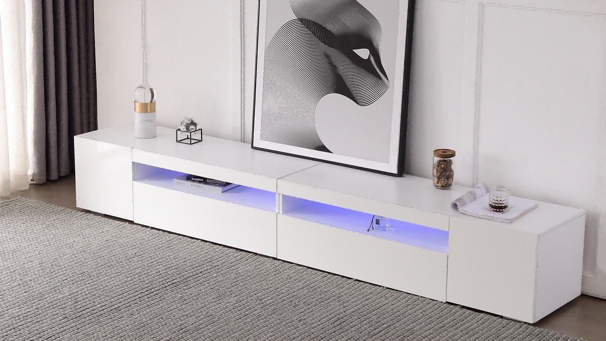 TV-SCHRANK in Weiß mit variabler LED Beleuchtung 240/38.5/35.5 cm - Weiß, Holzwerkstoff (240/35.5/38.5cm) - Redom