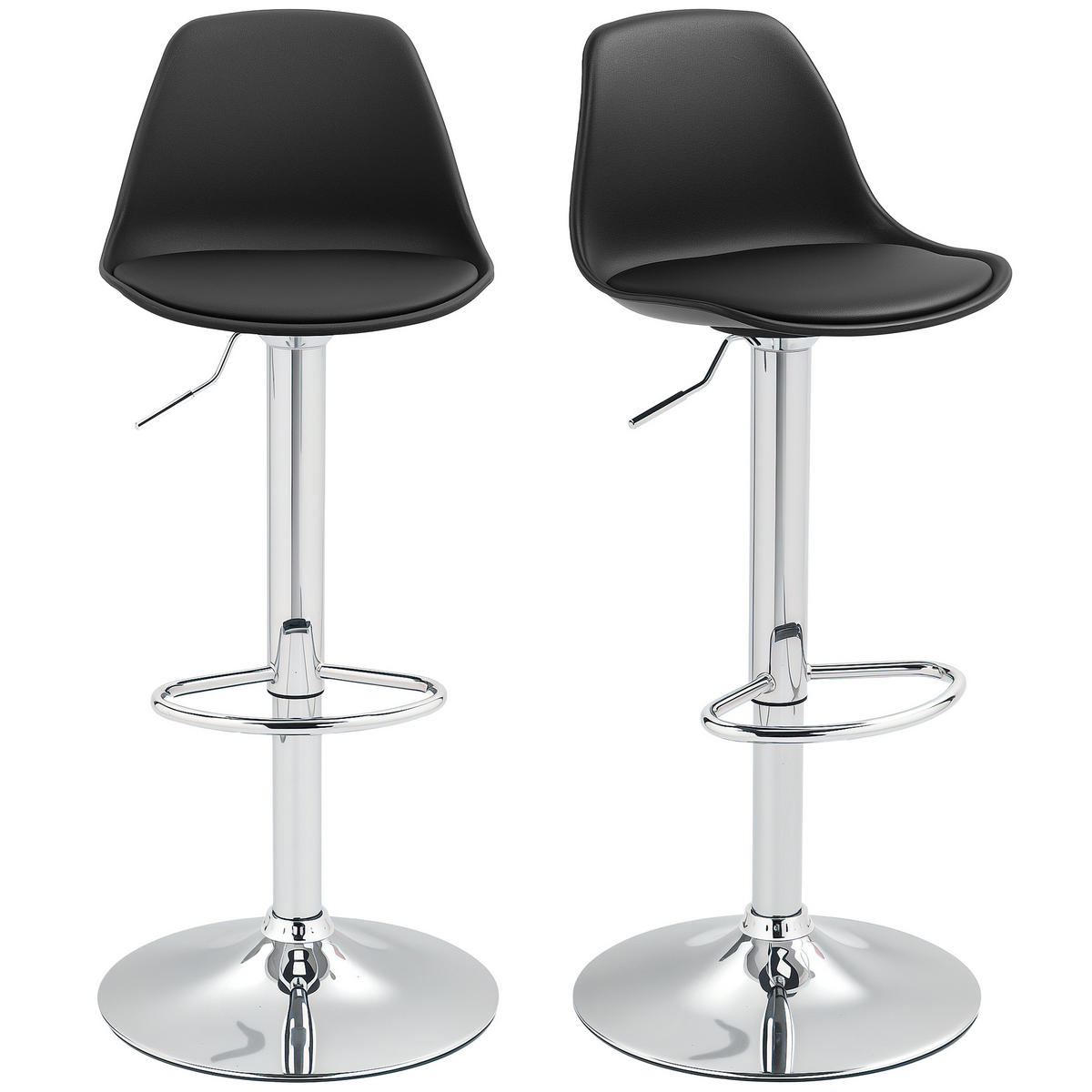 BARHOCKER 2er-Set Schwarz 42.0/41.0/104.0 cm - Schwarz, Leder (41/104/42cm)