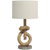 TISCHLAMPE LED Tischleuchte USB Aufladbar, Nachttischlampe, Lampensockel E27 - Creme/Braun, Textil (30/30/55cm) - HOMCOM