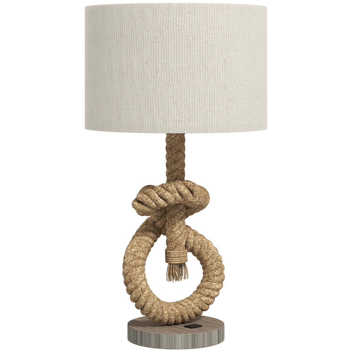 TISCHLAMPE LED Tischleuchte USB Aufladbar, Nachttischlampe, Lampensockel E27 - Creme/Braun, Textil (30/30/55cm) - HOMCOM