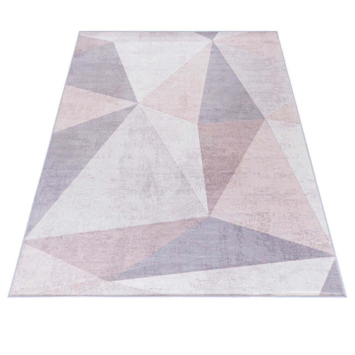 TEPPICH Beige Modern Geometrisch - Kurzflor Rechteckig, Modern, Stilvoll - 120 x 170 cm - Hellrosa/Creme, Textil (120/170cm) - Mazovia
